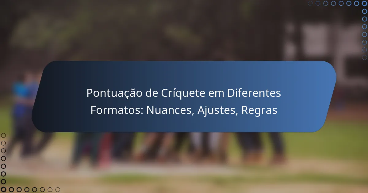 Pontuação de Críquete em Diferentes Formatos: Nuances, Ajustes, Regras