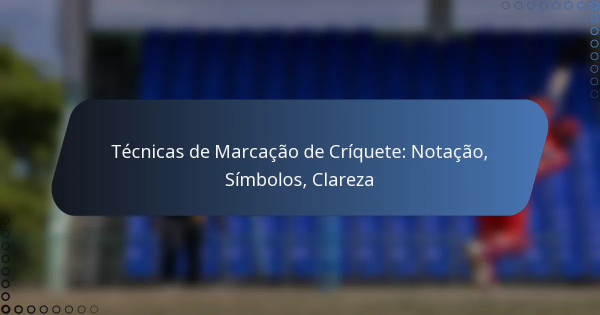 Técnicas de Marcação de Críquete: Notação, Símbolos, Clareza